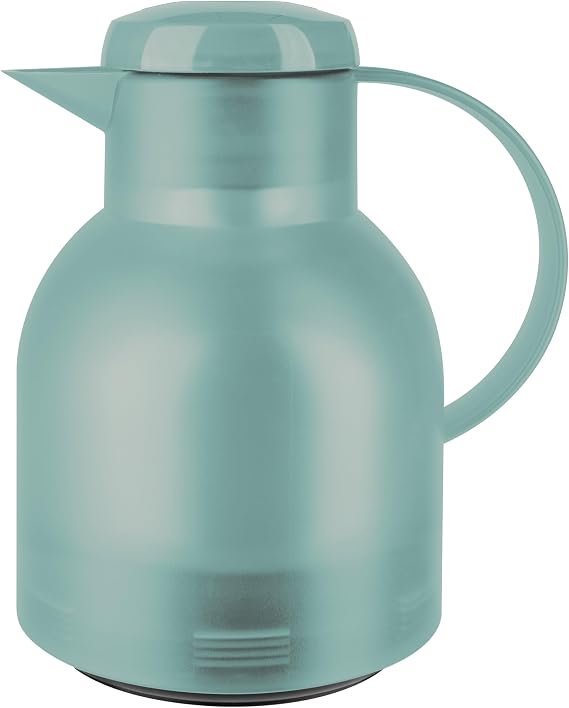 Emsa Samba 505719 Insulated Jug 1 Litre Quick Press Closure 100% Leak-Proof 12 Hours Hot 24 Hours Cold – Translucent Turquoise