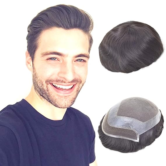Toupee for Men Hair Replacement System European Hair Toupee Hair Pieces for Men Natural Lace Front with Skin Perimeter Base Multiple Size Available