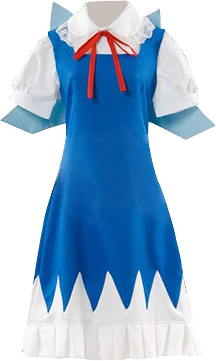 YuanCos Women's Blue Dress White Short Sleeve Shirt Cosplay Costume Dress