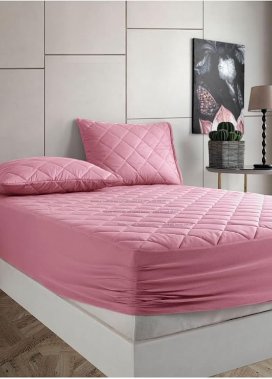 Formeya Bella Benita Pudra Kapitone%100 Pamuk Lastikli Çarşaf Takımı (2 Yastık Koruyucu Dahil), 150x200