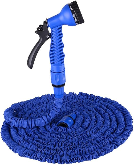 Hose Expandable Garden Hose - 50FT Heavy Duty Water Hose, Retractable Hoses - Expandable Hose Design, Anti-Leakage - Flexible Expanding Hoses with 7 Function Spray Nozzle (Blue 15 Metres) (50FT)