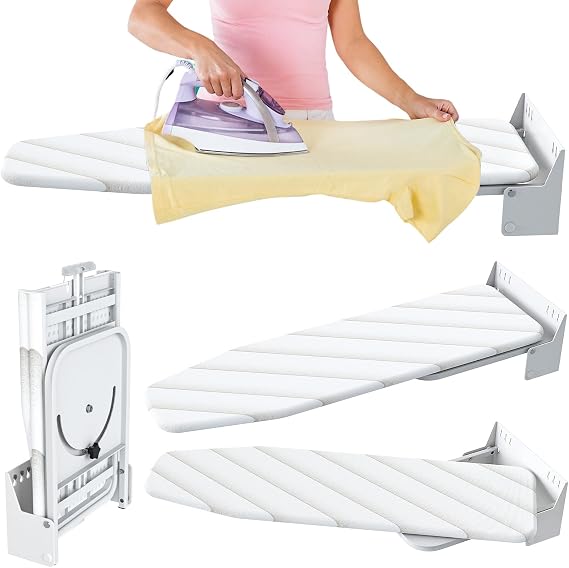 Wall Mounted Ironing Board 95x 30cm Foldable Iron Board 180° Rotable | Wall Mount Iron Board with Heat Resistant Cover Ironing Station Metal Iron Board Space Saving forLiving Room Laundry Room