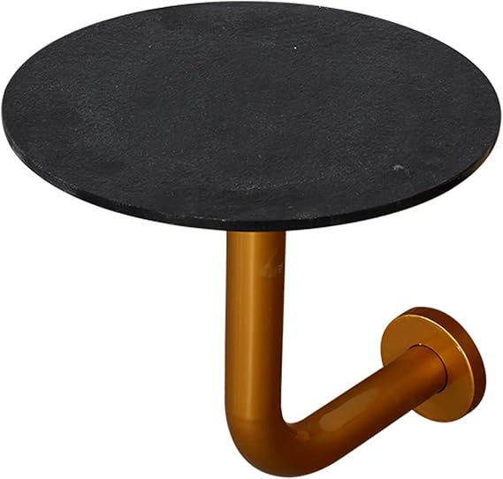 L Shaped Desk, L Shaped Wall Table, Modern Style Cocktail Pub Table for Living Room Bistro Bar Kitchen Island Flintstone Top Iron Base - Black, 15.7x16.9in
