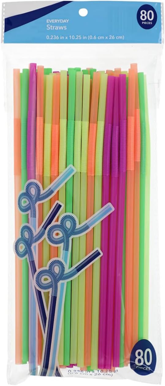 Flexible Neon Straws 80 pieces