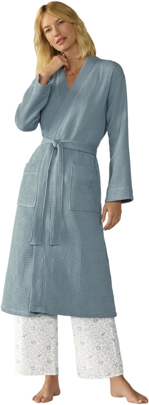 Coyuchi Unisex Organic Waffle Robe, 100% Organic Turkish Cotton Spa Robe