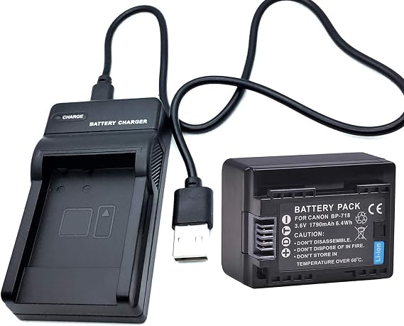 Battery Pack and USB Travel Charger for Canon LEGRIA HF R606 R706 R806 HD Camcorder