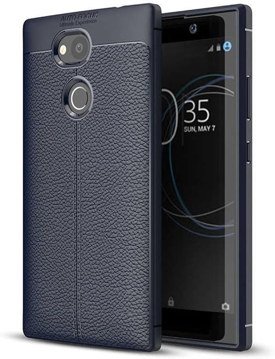 Sony Xperia L2 ile Uyumlu Kılıf, Deri Görünümlü, Silikon, Lacivert