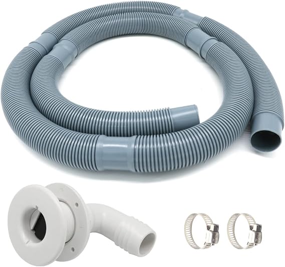 Marine Bilge Pump Hose 1-1/8 Inch Plumbing, White Angled Thru Hull