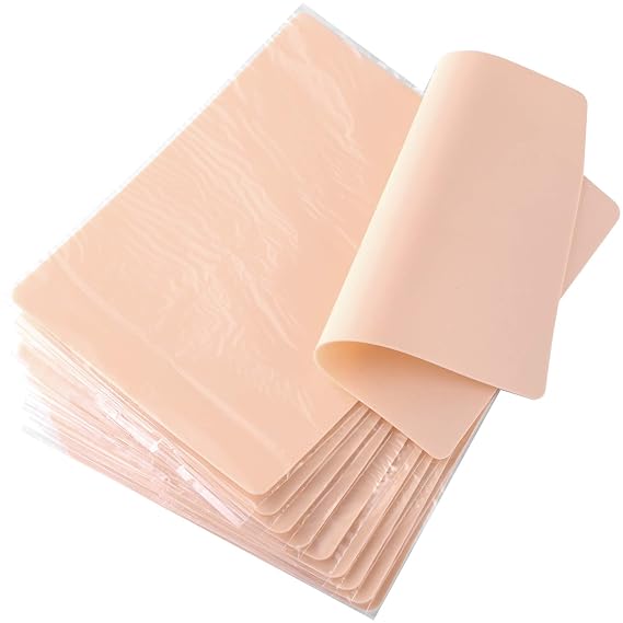 Blank Tattoo Skin, Gospire 10pcs 8x6in Double Sided Fake Eyebrow Tattoo Practice Skins for Beginners and Experienced Artists (Rubber Type)