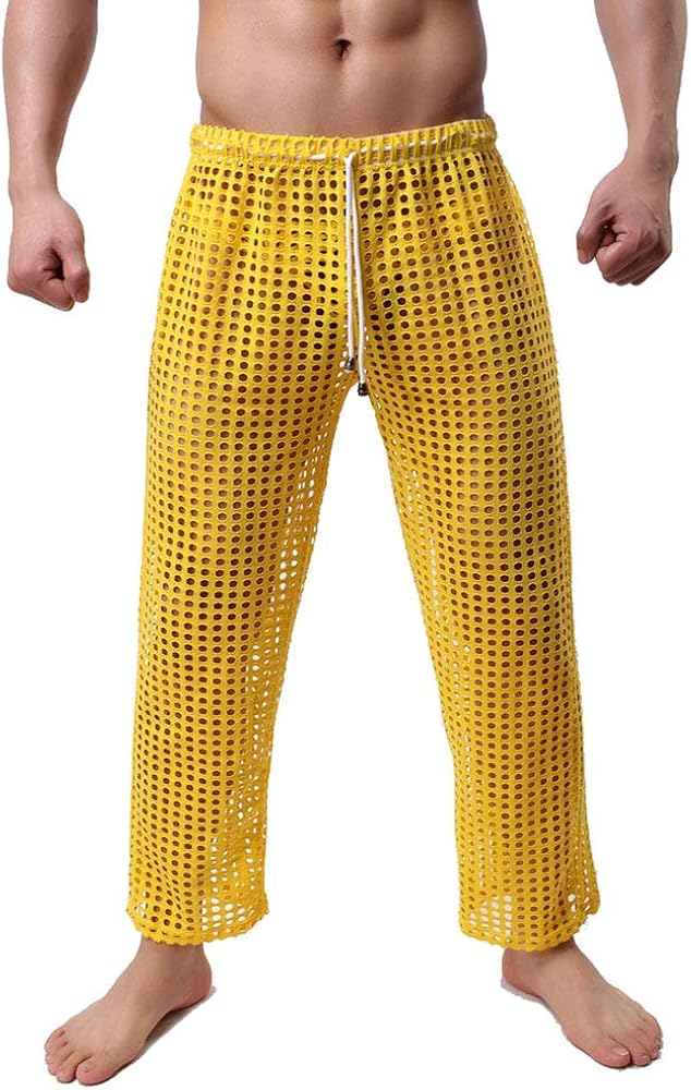 Mendove Mens Hollow Openwork Drawstring Lounge Pants