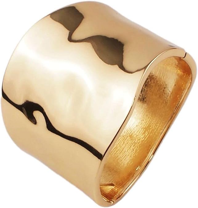 Gold Bangle Bracelets for Women Wrist Cuffs Womens Bracelet Metal Hinged Cuff Bangle Screw Bracelet, Shiny Gold