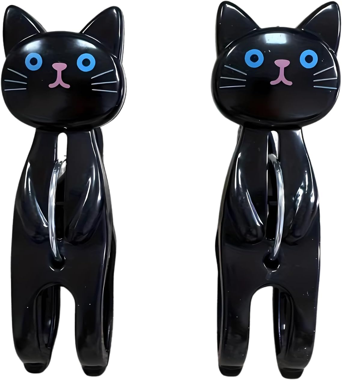 Black Cat Shaped Beach Towel Latch, Plastic, Strong Grip, Set of 2