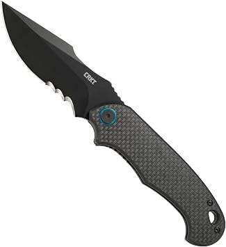 CRKT P.S.D. EDC Folding Pocket Knife Everyday Carry Assisted Opening, Veff Serrations, Liner Lock, Handle with Carbon Fiber Overlay 7920K