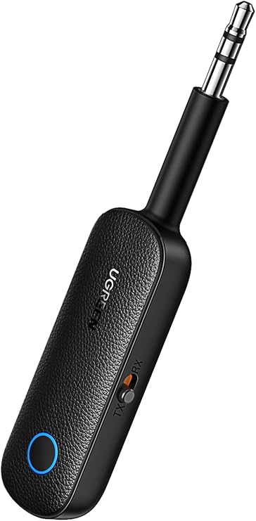 UGREEN Bluetooth 5.0 Verici 3.5mm Jack ve Dahili Mic Araç Mikrofon Bluetooth Adaptörü ile 2'si 1 Arada Alıcı Siyah