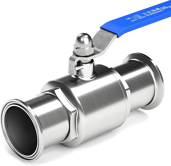 2" Tri-Clamp Ball Valve for home brewing, Stainless Steel 304, 2" Tude OD, PTFE Lined