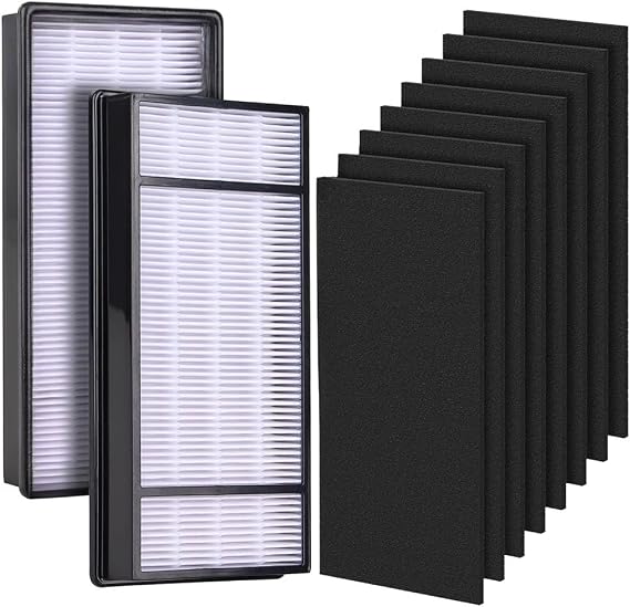 HEPA Filter Fits Honeywell HRF-H1 HRF-H2 HPA050 HPA060 HPA150 HPA160 HHT055 HHT155 Series Air Purifiers - 2 True HEPA Replacement Filters and 8 Carbon Pre Filters