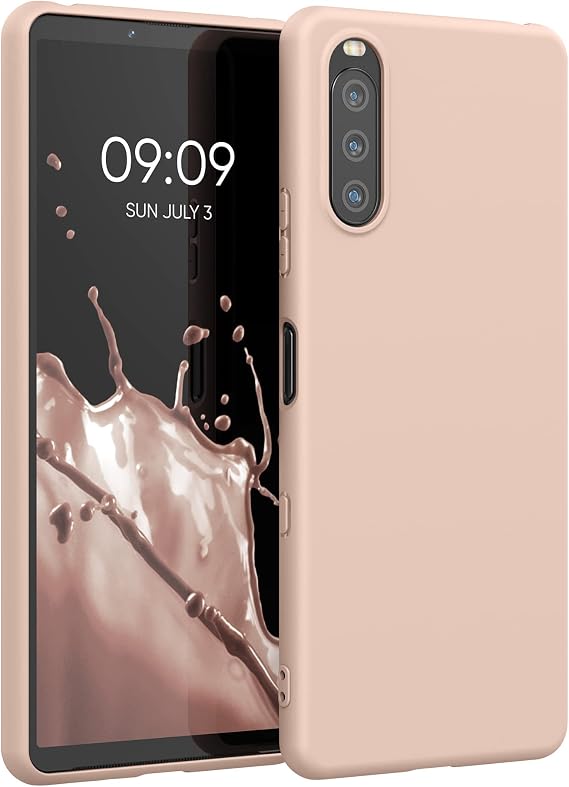kwmobile Case Compatible with Sony Xperia 10 III Case - Soft Protective Silicone Phone Case - Coconut Swirl