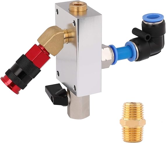 Hromee Compressed Air Outlet Kit for 1/2-Inch Tubing System with 1/4-Inch NPT Outlet Port, Air Push To Connect Outlet Block Set with Elbow NPT Straight and Universal Coupler