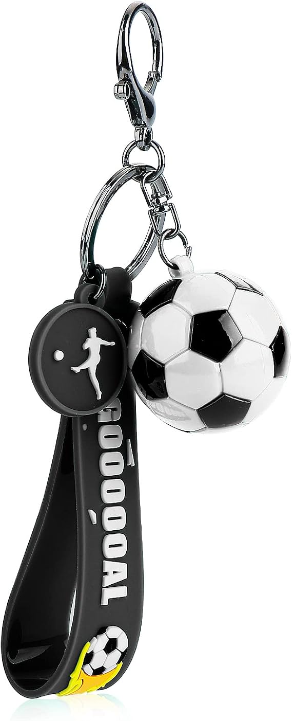 cobee Soccer Gifts Key Chain, Inspirational Silicone Key Rings Football Keychains for Boys Girls Teens Sports School Carnival Reward Party Favors(Black)