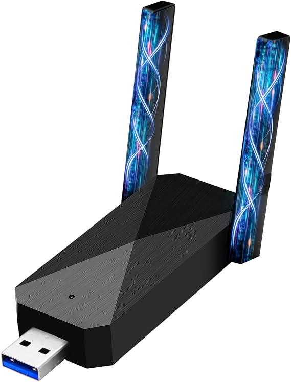 WiFi 6 USB Adapter for Desktop PC, AX1800 WiFi Adapter 2.4G/5G Dual Band Driver-Free Wireless Network Adapter with High Gain Antenna, WPA3, Travel Size, Supports Windows 11/10