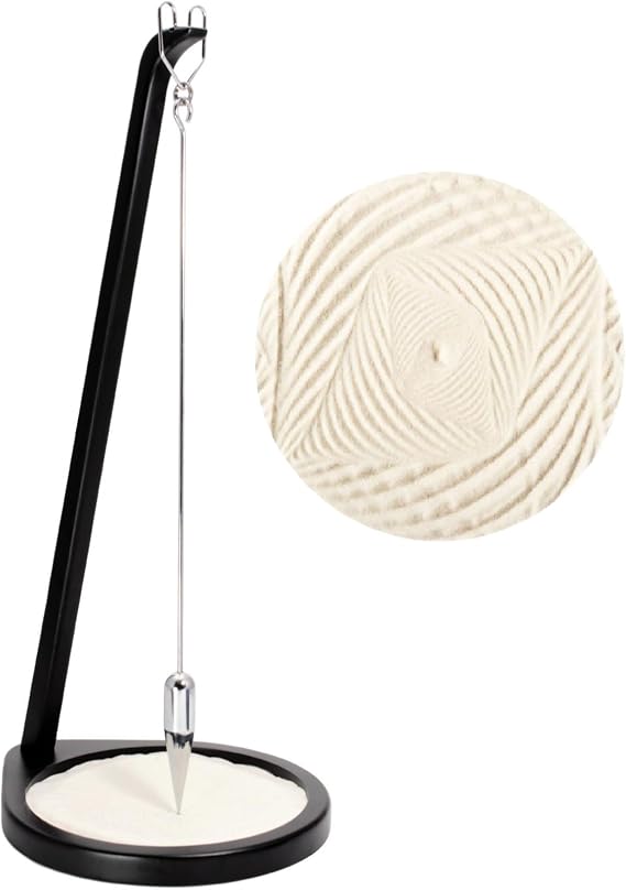 Grand Illusions Pit and Pendulum Sand Desktop Accent Piece- Creates Beautiful Designs | Zen Garden for Desk Automatic Similar to Newtons Cradle & Buddha Board Great Office Gift (Large, 23" Black)