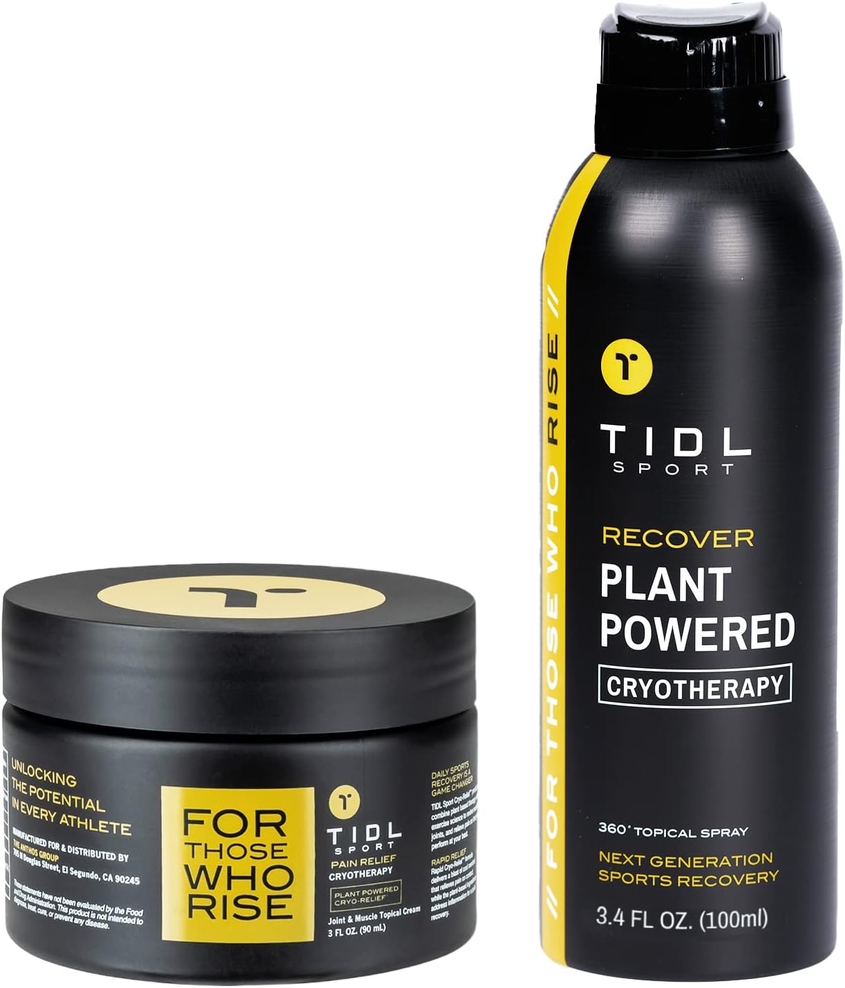 TIDL Plant Powered Cryotherapy Spray & Performance Cream Set Post-Workout Full Body Recovery Spray (3.4oz) & Cream (3oz) Muscle & Joint Pain Relief Organic Plant-Based Formula