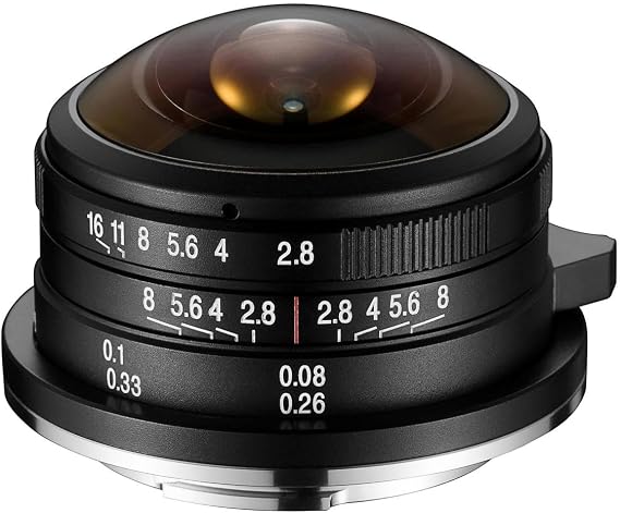 Venus Laowa 4mm f/2.8 Circular Fisheye Lens for Canon EOS M | 210-degree circular fisheye lens with f/2.8 aperture and 135g weight for panoramas, vlogging and drones