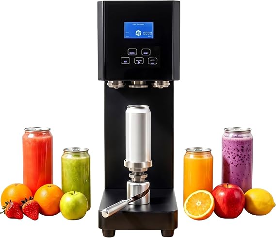 Can Sealing Machine 370W, Semi-Automatic Manual Can Sealer Machine, 2.17" Soda Can Sealer With Smart Counter&Led Display, Adjustable 4.53"/6.69" Height For PET Plastic&Aluminum Cap (Black)