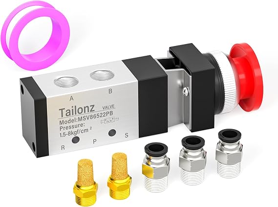 TAILONZ PNEUMATIC 1/4NPT Automatic reset type Push Button 5 Way 2 Position Pneumatic Control Mechanical Valve