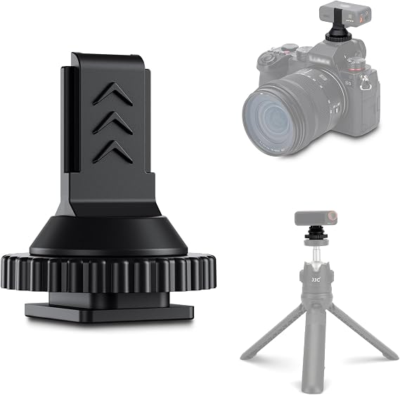 JJC Cold Shoe Mount Adapter for DJI Mic 2, Fits Canon Nikon Sony Cameras