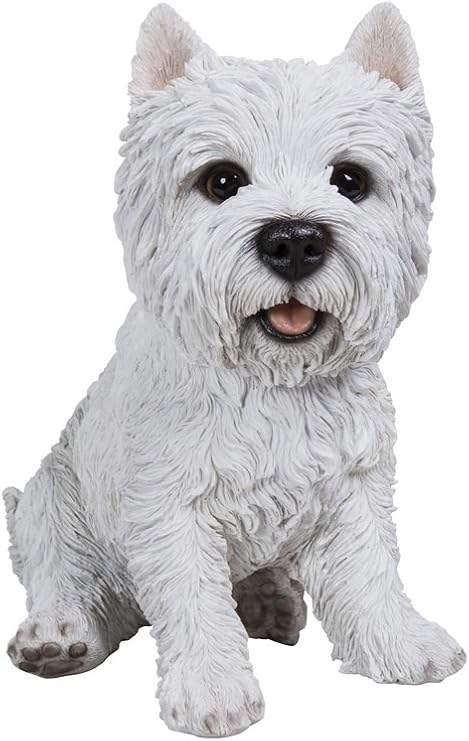 Hi-Line Gift Ltd Sitting Terrier Dog Statue, White