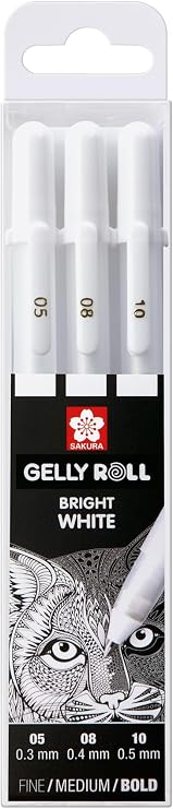SAKURA Gelly Roll Classic White Gel Pen Set, Assorted Sizes, 3 Pack