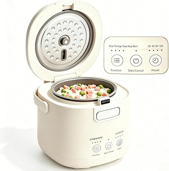 Mini Rice Cooker 2 Cups Uncooked Compact Small Rice Cooker