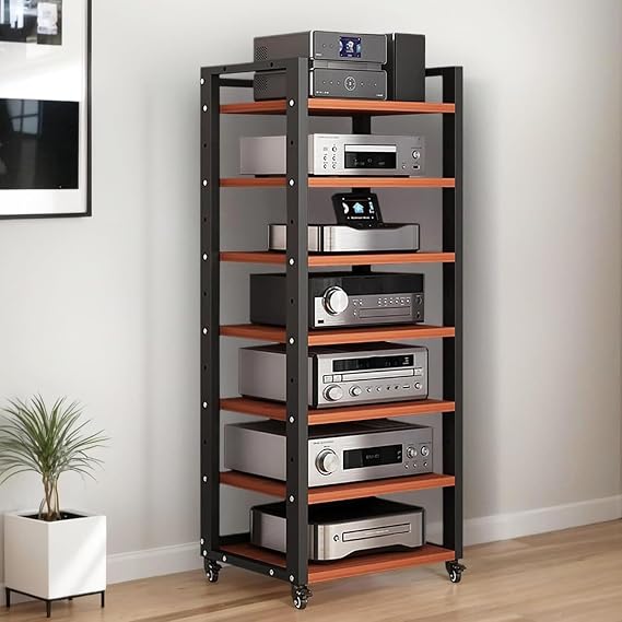 7-Tier Heavy Duty Audio Component Rack, Stereo Rack AV Media Stand Cabinet