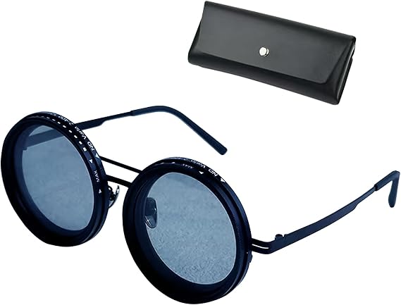 Adjustable Tint Sunglasses, 1-9 Gears Rounded Polarized Glasses with Filter Lenses, for Men Beach Shady Fishing Driving