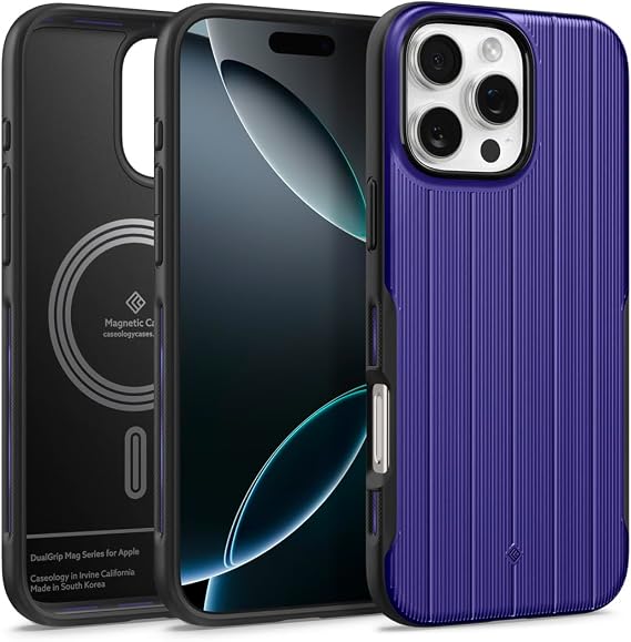 Spigen Caseology iPhone 16 Pro Max ile Uyumlu MagSafe Kılıf Dual Grip Mag Cobalt Blue - ACS08050
