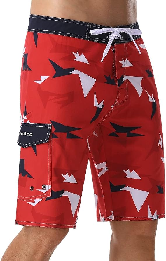 unitop Mens Bathing Suits Quick Dry Tropical Printed Casual Board Shorts with Lining