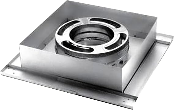 DuraVent Steel Triple Wall Flat Ceiling Support Pipe Box for Fireplaces | Galvanized support with trim included; compatible with DuraPlus chimney systems and up to 35 feet of pipe for wood stove