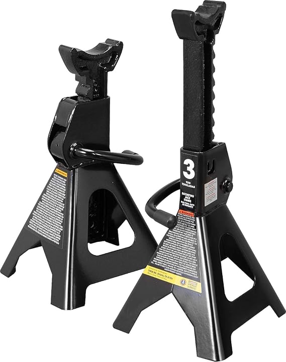 Big RED AT43202BR Torin Steel Jack Stands: 3 Ton (6,000 lb) Capacity, Black, 1 Pair