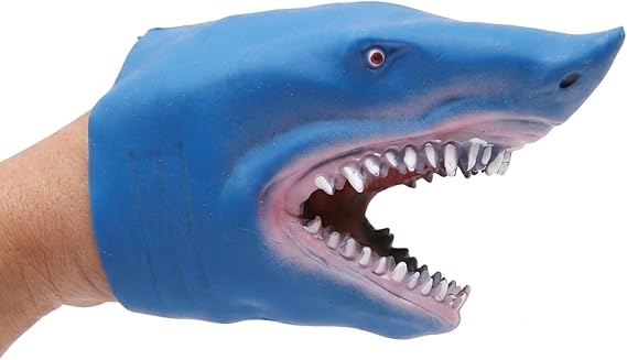 Shark Hand Puppet, Blue Shark Puppet Tool with Movable Mouth, Interactive SharkTool for Storytelling and Role Play, Soft SharkHeadPuppet for Educational Play and Creative Activities