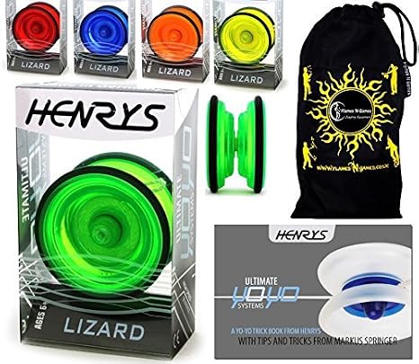 Henrys LIZARD Pro Yo-Yos, Beginners YoYo's With Yo Yo String, Book Of Tricks & Travel Bag! (Red) by Henry's Yo Yo's