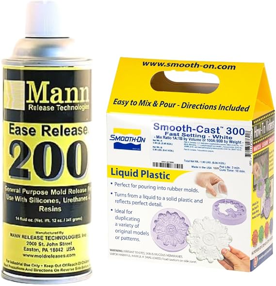 Smooth-CastTM 300 Bright White Casting Resin & Mann Ease Release 200 Mold Release Spray Bundle
