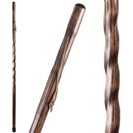 Brazos 55" Twisted Trail Blazer Handcrafted Walking Stick, Brown, Made in The USA (Pack of 4)