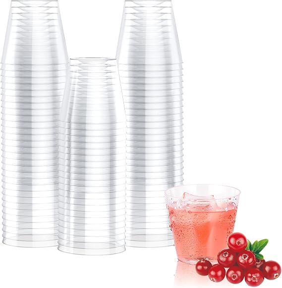 JOLLY CHEF 100 Pack Small Plastic Shot Glasses 1 oz Disposable Cups 1 Ounce Tasting Cups Ideal for Whiskey, Wine Tasting, Food Samples