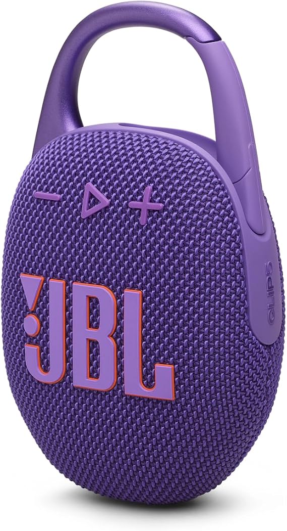 JBL Clip 5 Ultra-Portable Bluetooth Speaker with Integrated Carabiner, Big JBL Pro Sound, PlaytimeBoost, Waterproof Design and 12-Hour Playtime, Purple