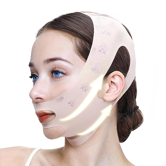 Chin Strap for Sleeping, V Line Chin Face Lifting Mask, Double Chin Reducer Eliminator for Women, Jawline Mask with Breathable & Comfortable Design, Face Wrap for Overnight Skincare (1pcs)