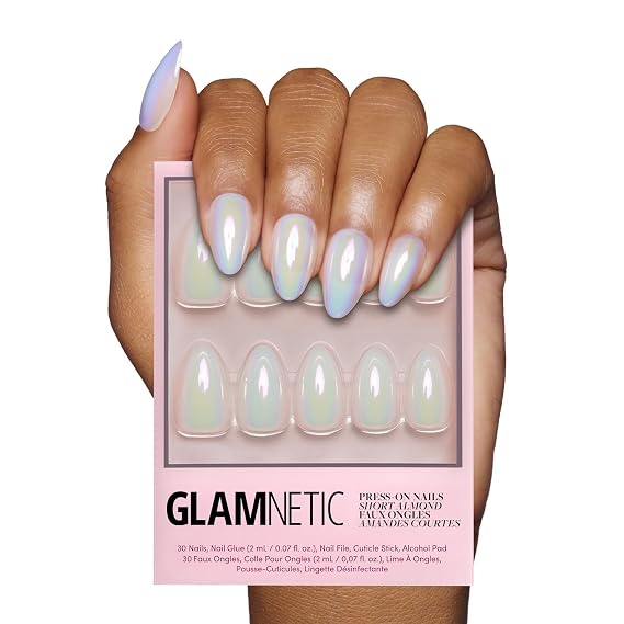 Glamnetic Press On Nails - Short Almond, Glossy Fake Nails 30 Pc Full Kit