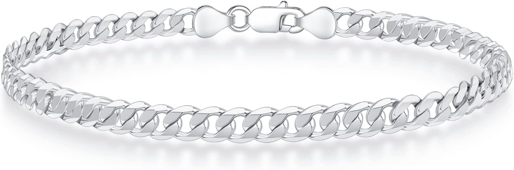 BRIJEWNES 5MM Sterling Silver Cuban Chain Bracelet 925 Silver Link Chain Bracelet for Men