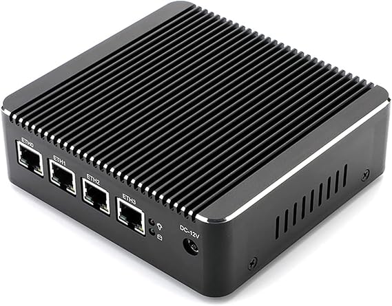 Firewall Micro Appliance,Fanless Mini PC with Intel Celeron J4125 Quad Core,4 Intel I225 Gigabit Lan,VGA/HDMI/USB,AES-NI,Barebone No Ram No SSD