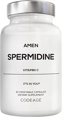 Amen Spermidine Supplement - Spermidine Trihydrochloride Pills with Vitamin C Ascorbic Acid - Only 1 Capsule Per Serving - Vegan, Non-GMO, Gluten-Free - 30 Capsules